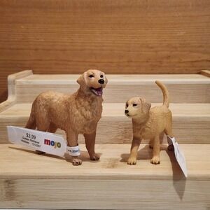Lot Of 2 MOJO Golden Retriever Mom 1014257 Puppy Animal Figures 1014265 New Tags